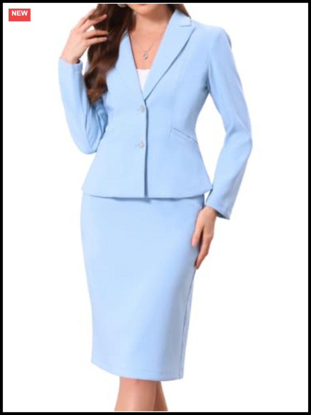2 Piece Skirt Suit Set Women's Long Sleeve Blazer Pencil Skirt Formal Work